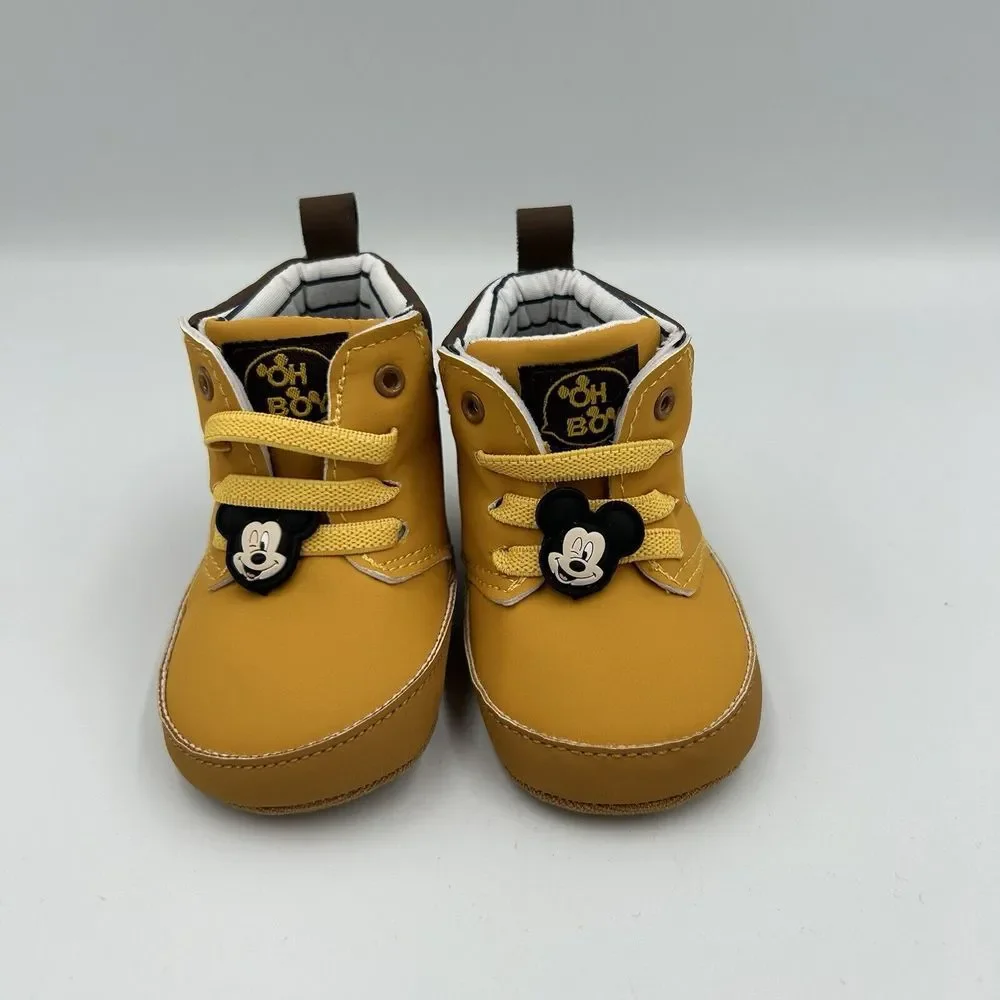 DISNEY BABY MICKEY MOUSE 3-9 Months Brown Little Walker‎ Shoe No box